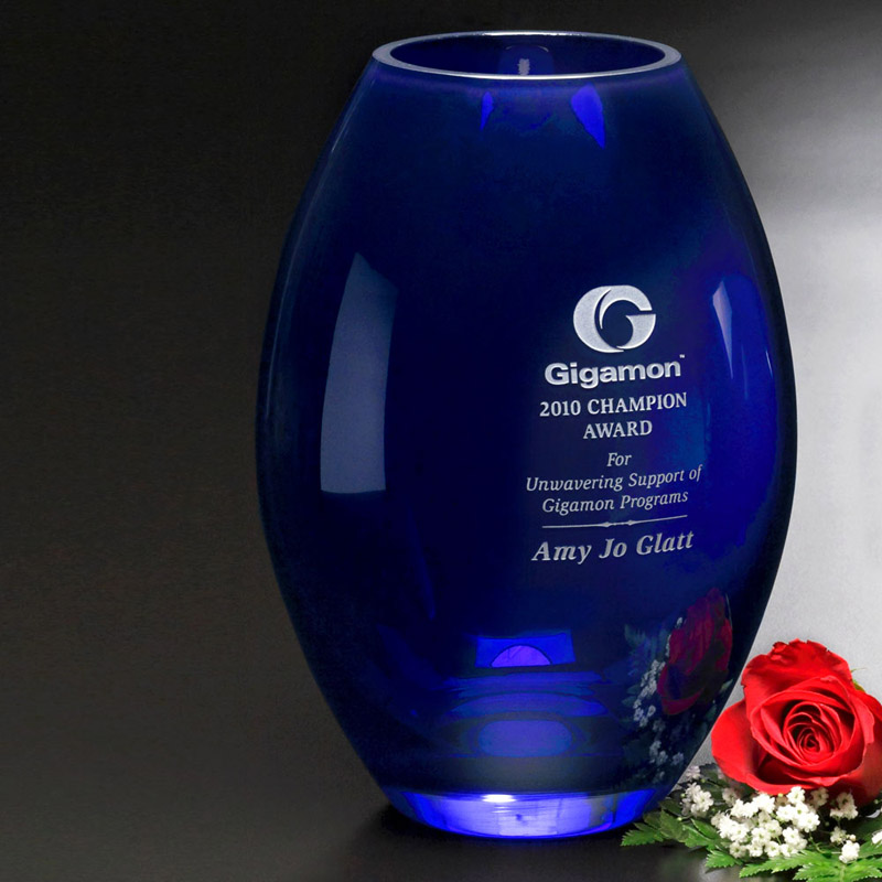 Cobalt Barrel Vase 8-1/2"